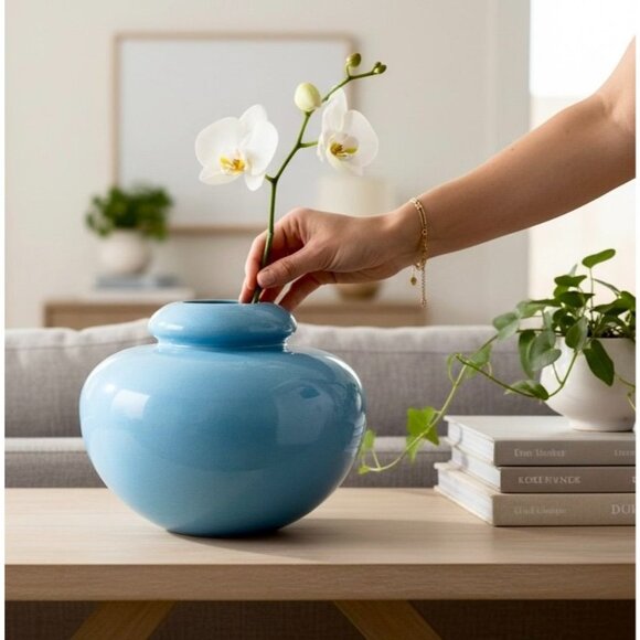 Madeline Originals Calif Mid-Century Ceramic Blue Vase - Picture 2 of 13